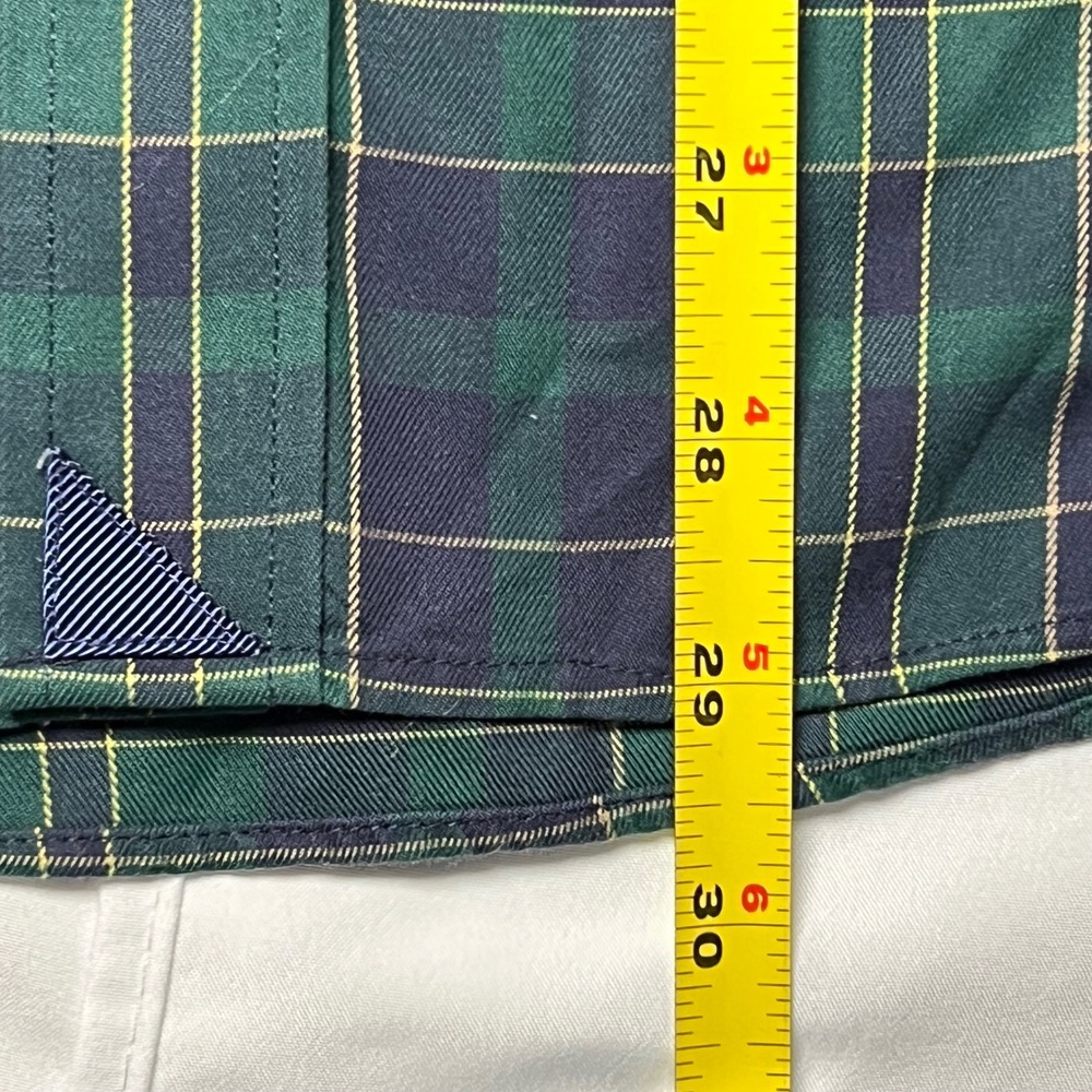 UNTUCKIT Mens Large Langon Green Navy Plaid Wrinkle‎ Free Cotton Dress Shirt - Picture 4 of 6